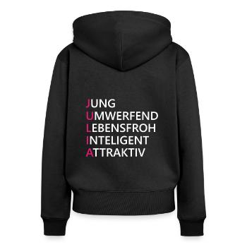Julia Name Geschenk - Frauen Premium Bio Zip Hoodie - Schwarz - Hinten - Julia (174cm)