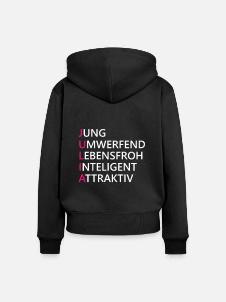 Julia Name Geschenk - Frauen Premium Bio Zip Hoodie - Schwarz