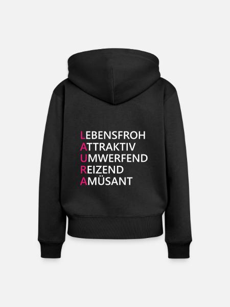 Laura Name Geschenk - Frauen Premium Bio Zip Hoodie - Schwarz