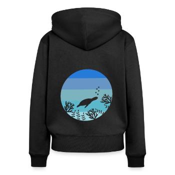 Amoureux des animaux Créatures de la mer Tortue rétro - Sweat à capuche zippé Premium bio Femme - noir - Dos - Julia (174cm)