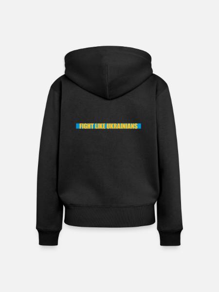 fight like ukrainians Zitat - Frauen Premium Bio Zip Hoodie - Schwarz