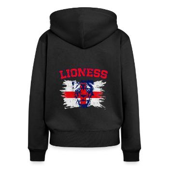 Championnes d’Angleterre de football féminin Lionnes 2022 - Sweat à capuche zippé Premium bio Femme - noir - Dos - Julia (174cm)