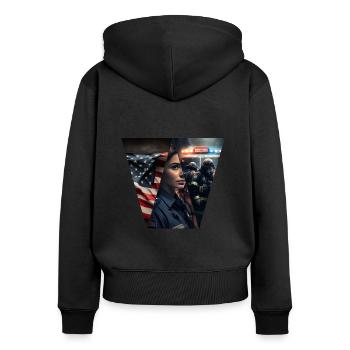 One common goal, dispatcher - Women's Premium Organic Zip Hoodie - black - Back - Julia (174cm)