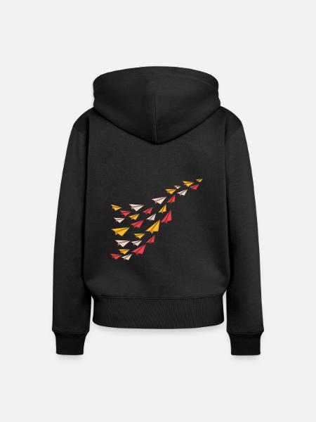Papierflieger - Frauen Premium Bio Zip Hoodie - Schwarz