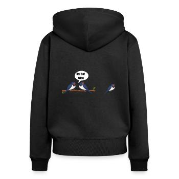 Der hat wlan Schwalbe lustige Sprüche Tiere - Frauen Premium Bio Zip Hoodie - Schwarz - Hinten - Julia (174cm)