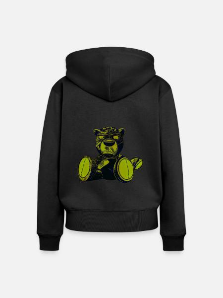Creepy Teddy Green - Frauen Premium Bio Zip Hoodie - Schwarz