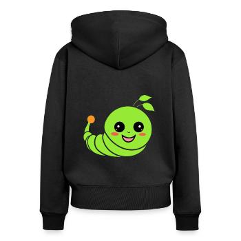 Raupen Insektenliebe Kleine Raupe - Frauen Premium Bio Zip Hoodie - Schwarz - Hinten - Julia (174cm)