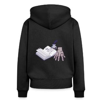 Main de zombie avec livre ouvert - Sweat à capuche zippé Premium bio Femme - noir - Dos - Julia (174cm)