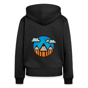Stylos (paysage) 01 - Sweat à capuche zippé Premium bio Femme - noir - Dos - Julia (174cm)