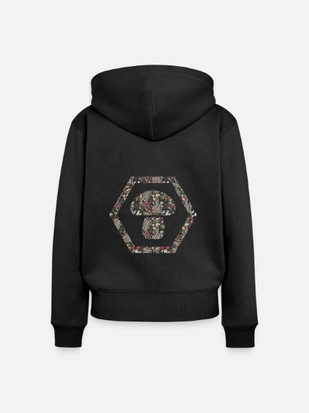 Herbst-Waldpilz - Frauen Premium Bio Zip Hoodie - Schwarz
