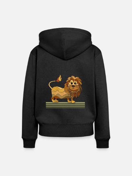 Löwe - Frauen Premium Bio Zip Hoodie - Schwarz