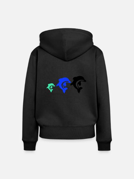 dolphin family - Frauen Premium Bio Zip Hoodie - Schwarz