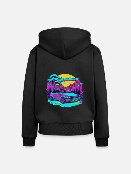 Deutsches Retro-Auto - Frauen Premium Bio Zip Hoodie - Schwarz