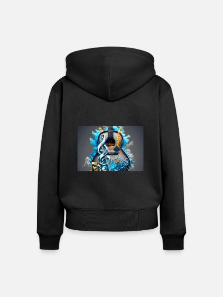 Bunte Akustikgitarre - Frauen Premium Bio Zip Hoodie - Schwarz