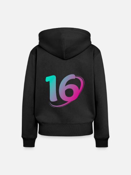 Nummer 16 Mehrfarbig - Frauen Premium Bio Zip Hoodie - Schwarz