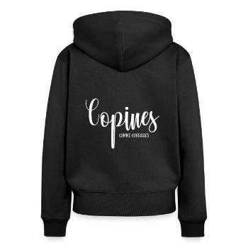 Freundinnen als - Frauen Premium Bio Zip Hoodie - Schwarz - Hinten - Julia (174cm)