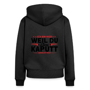 Sanitär Klempner Anlagenmechaniker Geschenk - Frauen Premium Bio Zip Hoodie - Schwarz - Hinten - Julia (174cm)