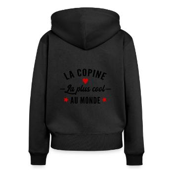 la copine la plus cool du monde / copine cool - Sweat à capuche zippé Premium bio Femme - noir - Dos - Julia (174cm)