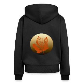Herbstblatt gold - Frauen Premium Bio Zip Hoodie - Schwarz - Hinten - Julia (174cm)