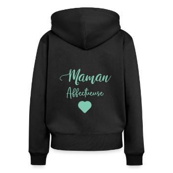 maman affectueuse - Sweat à capuche zippé Premium bio Femme - noir - Dos - Julia (174cm)