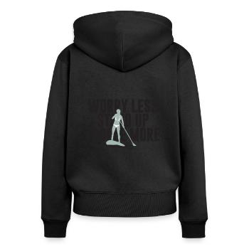SOUPER - Sweat à capuche zippé Premium bio Femme - noir - Dos - Julia (174cm)