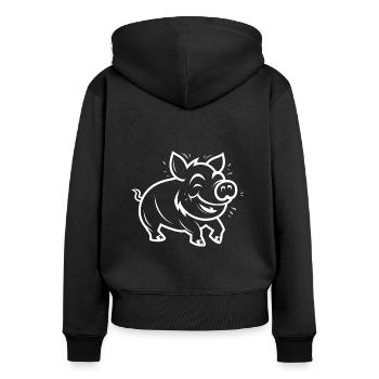 Humor Kleines Wildschwein - Frauen Premium Bio Zip Hoodie - Schwarz - Hinten - Julia (174cm)