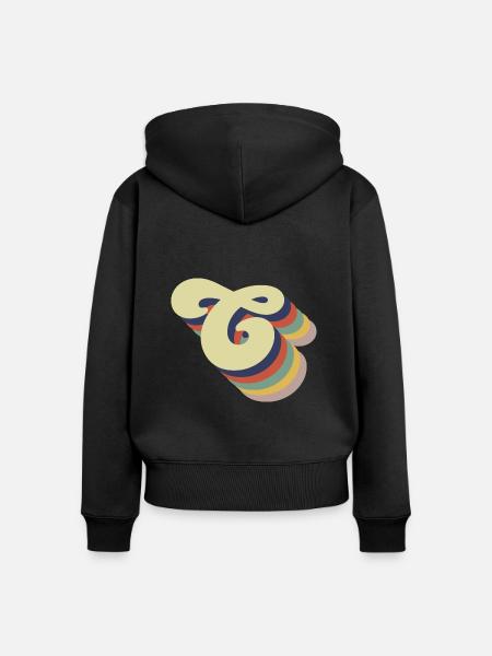 Retro-Buchstabe C - Frauen Premium Bio Zip Hoodie - Schwarz