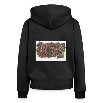 240626 01 - Frauen Premium Bio Zip Hoodie - Schwarz - Hinten - Julia (174cm)