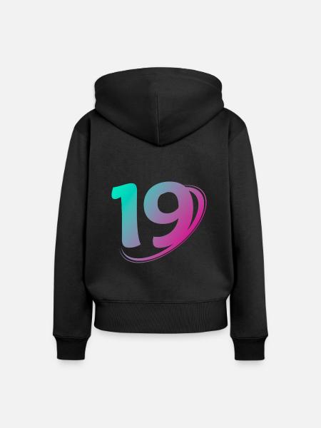 Nummer 19 mehrfarbig - Frauen Premium Bio Zip Hoodie - Schwarz