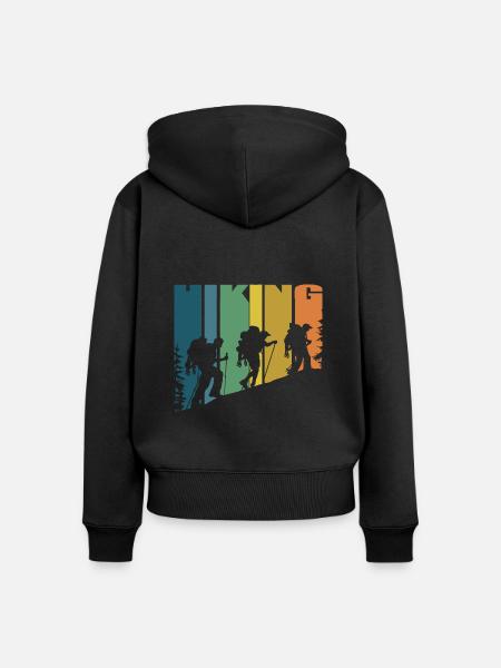 HIKING - Frauen Premium Bio Zip Hoodie - Schwarz