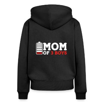 Mom of 3 Boys - Frauen Premium Bio Zip Hoodie - Schwarz - Hinten - Julia (174cm)