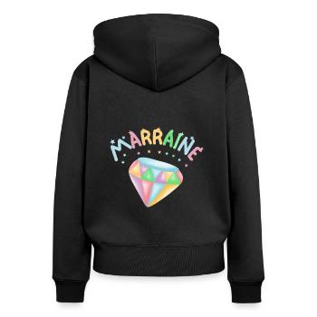 Marraine de Diamant - Sweat à capuche zippé Premium bio Femme - noir - Dos - Julia (174cm)