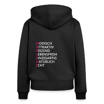 Marlene Name Geschenk - Frauen Premium Bio Zip Hoodie - Schwarz - Hinten - Julia (174cm)