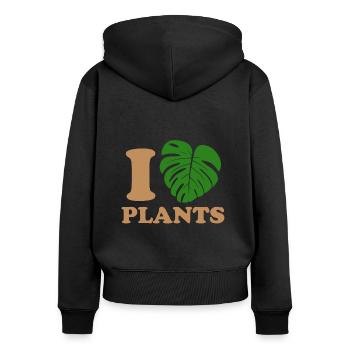 Pflanzen fallen - Frauen Premium Bio Zip Hoodie - Schwarz - Hinten - Julia (174cm)