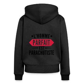 l homme parfait est parachutiste - Sweat à capuche zippé Premium bio Femme - noir - Dos - Julia (174cm)