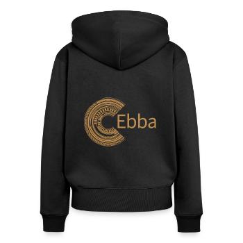 Für Ebba - Frauen Premium Bio Zip Hoodie - Schwarz - Hinten - Julia (174cm)