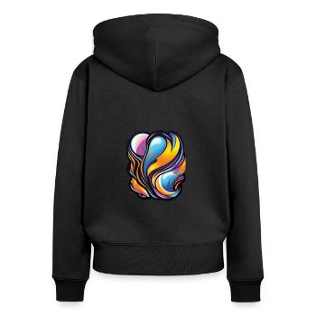 Kreativer Ausdruck: Bunte Wellen der Inspiration - Frauen Premium Bio Zip Hoodie - Schwarz - Hinten - Julia (174cm)