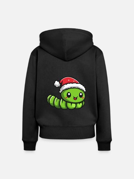 Wurm Weihnachten - Frauen Premium Bio Zip Hoodie - Schwarz