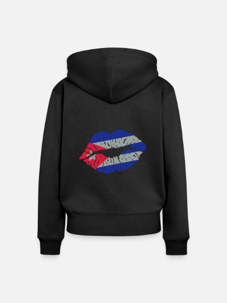 Kussmund (Kuba) - Frauen Premium Bio Zip Hoodie - Schwarz