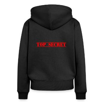 Top secret - Sweat à capuche zippé Premium bio Femme - noir - Dos - Julia (174cm)