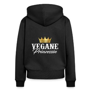 Princesse végétalienne - Sweat à capuche zippé Premium bio Femme - noir - Dos - Julia (174cm)