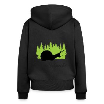 "Süße Schnecke: Liebenswerte Schönheit" - Frauen Premium Bio Zip Hoodie - Schwarz - Hinten - Julia (174cm)
