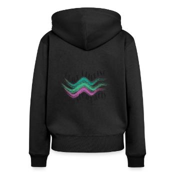 party shirt - Frauen Premium Bio Zip Hoodie - Schwarz - Hinten - Julia (174cm)