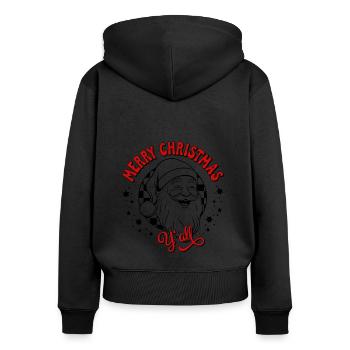 Merry Christmas Ugly Christmas Sweater Santa Claus - Women's Premium Organic Zip Hoodie - black - Back - Julia (174cm)