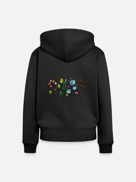 Blumen - Frauen Premium Bio Zip Hoodie - Schwarz