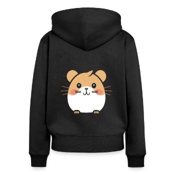 Cute Humor Little Hamster - Women's Premium Organic Zip Hoodie - black - Back - Julia (174cm)