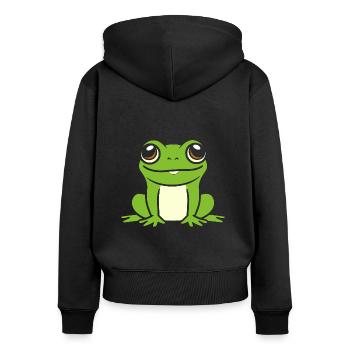 Kleiner Frosch - Frauen Premium Bio Zip Hoodie - Schwarz - Hinten - Julia (174cm)