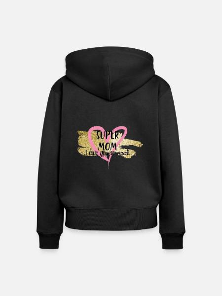 Super Mama, ich liebe dich - Frauen Premium Bio Zip Hoodie - Schwarz