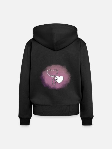 Herz - Frauen Premium Bio Zip Hoodie - Schwarz