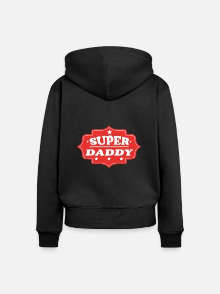SUPER PAPA - Frauen Premium Bio Zip Hoodie - Schwarz